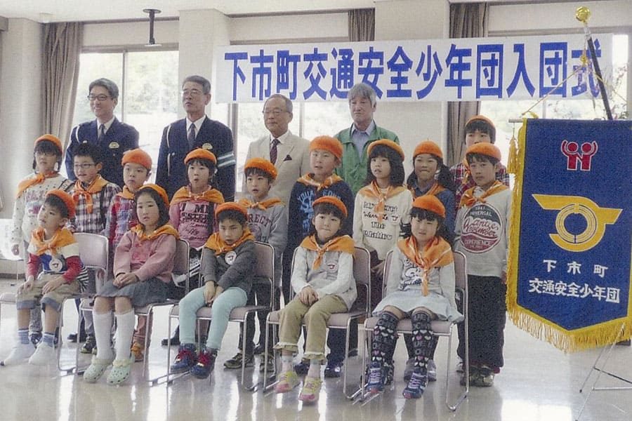 ▲「下市町交通安全少年団」の入団式